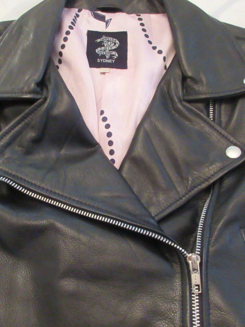 New Wheels & Dollbaby Classic Women's Leather Jacket In Black - Picture 6 of 10